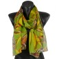 Foulard en soie Belle fleur vert fabriqué en France
