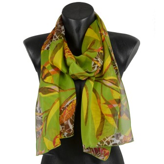 Foulard en soie Belle fleur vert fabriqué en France