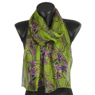 Foulard en soie Ondulation vert fabriqué en France