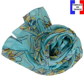 Foulard en soie Ondulation ciel fabriqué en France