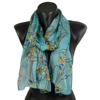 Foulard en soie Ondulation ciel fabriqué en France