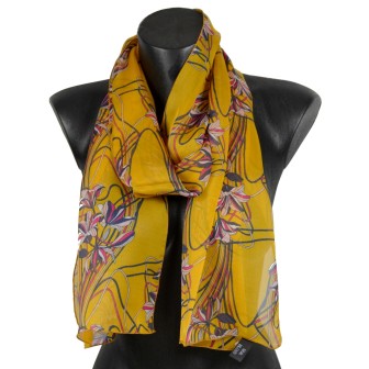 Foulard en soie Ondulation jaune fabriqué en France