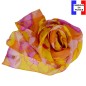 Foulard en soie Pivoine jaune fabriqué en France
