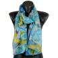 Foulard en soie Pivoine bleu fabriqué en France