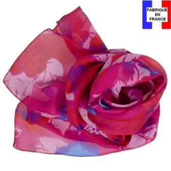 Foulard en soie Pivoine rouge fabriqué en France