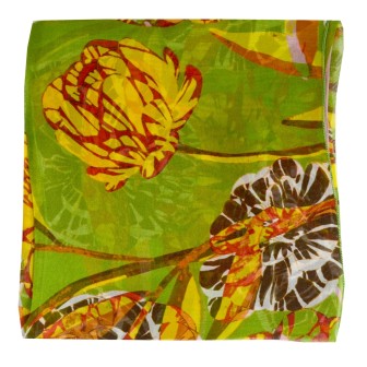 Carré de soie Belle fleur vert fabriqué en France