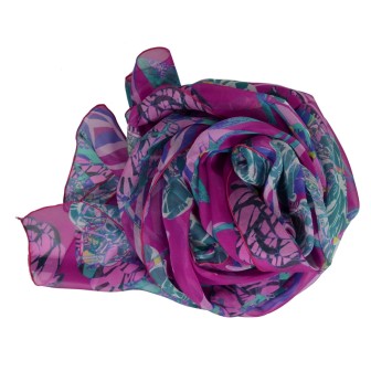 Etole soie Belle fleur rose fabriquée en France