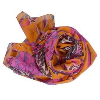 Etole soie Belle fleur orange fabriquée en France
