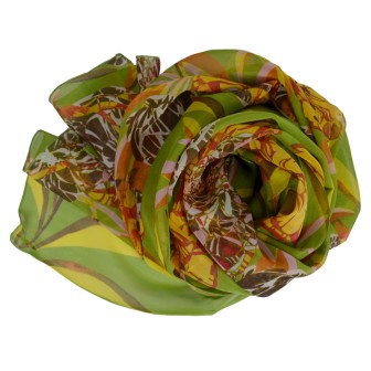 Etole soie Belle fleur verte fabriquée en France