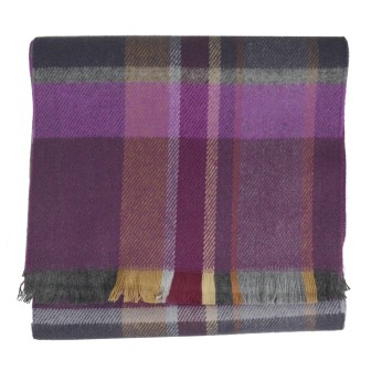 Echarpe tartan gris-rose Hugo made in France