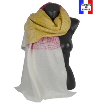 Châle mohair Mystere jaune rouge fabriqué en France