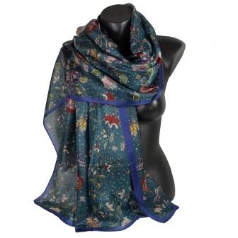 Etole mousseline soie liberty fond bleu