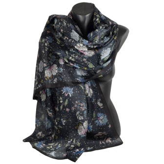 Etole mousseline soie liberty fond noir