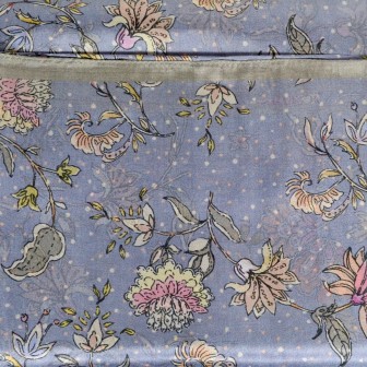 Etole mousseline soie liberty fond gris