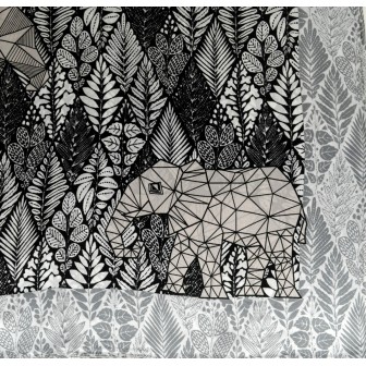 Carré soie 65cm éléphant