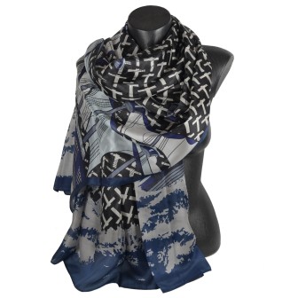 Etole en soie Voilier bleu