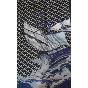 Etole en soie Voilier bleu