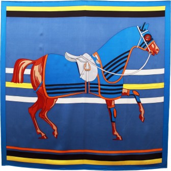 Carré soie cheval bleu