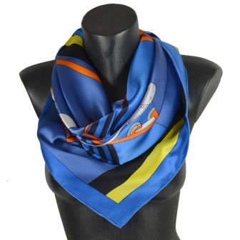 Carré soie cheval bleu