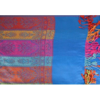 Pashmina indien bleu
