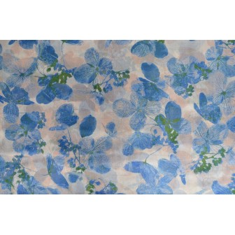 Etole en soie fleurs bleues