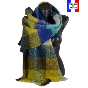 Châle mohair Muesli bleu made in France