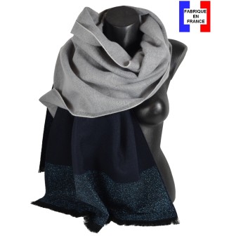 Châle Azurite bleu et gris made in France