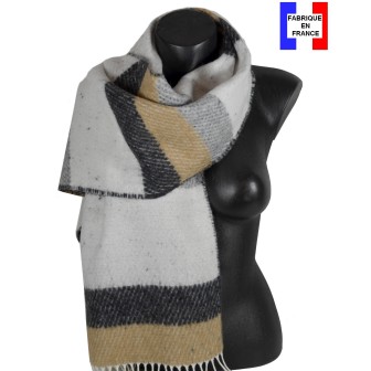Châle Kadi light beige gris made in France