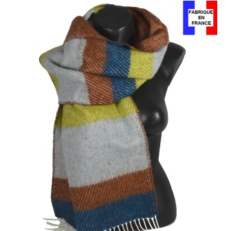 Châle Kadi light bleu marron made in France