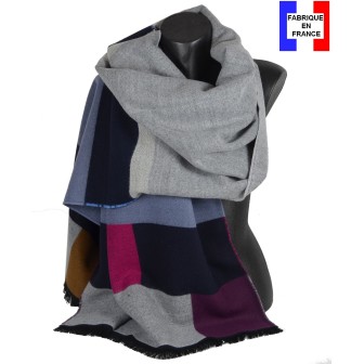 Châle Alesia bleu-rose made in France