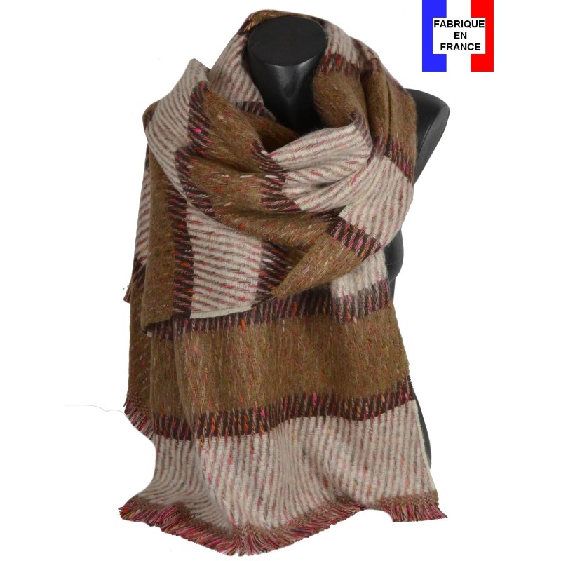 Châle mohair Happy marron made in France