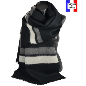 Châle laine Amaretto noir et blanc made in France