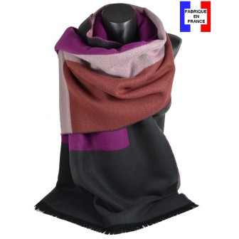 Châle Architeck noir et rose made in France