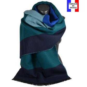 Châle Architeck bleu et vert made in France