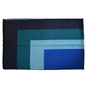 Châle Architeck bleu et vert made in France