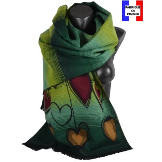 Châle Love U vert made in France