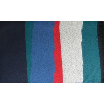 Châle Aurore bleu et rouge made in France