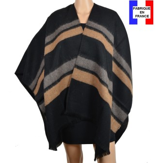 Poncho Amaretto noir-beige made in France