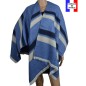 Poncho Amaretto bleu-blanc made in France