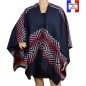 Poncho Assaki bleu-rose made in France