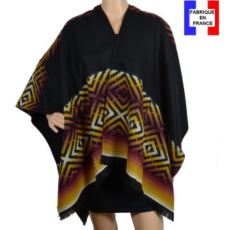 Poncho Assaki noir-jaune made in France