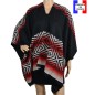 Poncho Assaki noir-rouge made in France