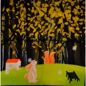 Carré en soie 50x50 lapin