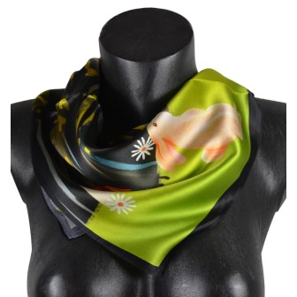 Carré en soie 50x50 lapin