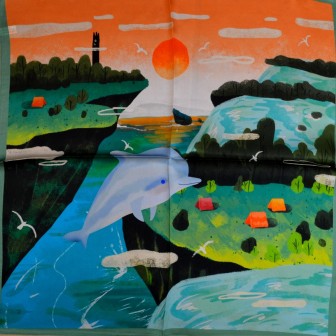 Carré en soie 50x50 dauphin