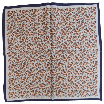 Carré en soie 50x50 blanc fleurs