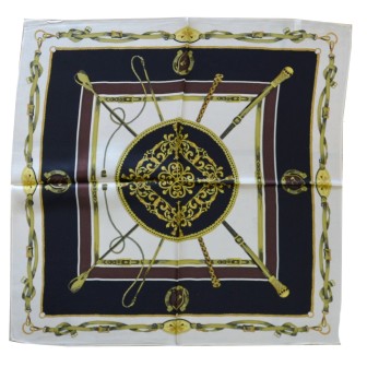 Carré en soie 50x50 kaki et noir