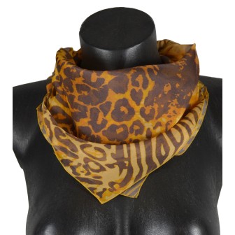 Carré de soie fauve orange fabriqué en France