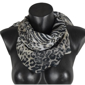 Carré de soie fauve noir fabriqué en France