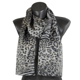 Foulard en soie Fauve noir fabriqué en France
